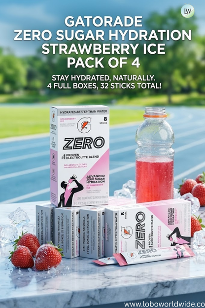 Gatorade Zero sugar hydration - 32 sticks (Pack of 4 with 8 sticks in each pack)(Various Flavours)