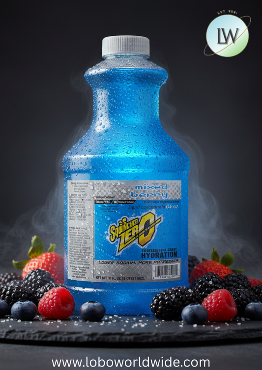 Sqwincher Liquid Concentrate, Yields 5-Gallon, "No Stir Formula", Mixed Berry, 64-Ounce