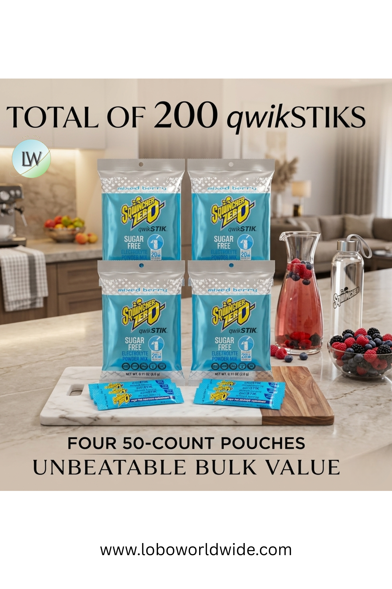 Sqwincher Qwik Stik ZERO Sugar, 0.11 oz, Pack, Yields 20 oz,200pk(Various Flavours)