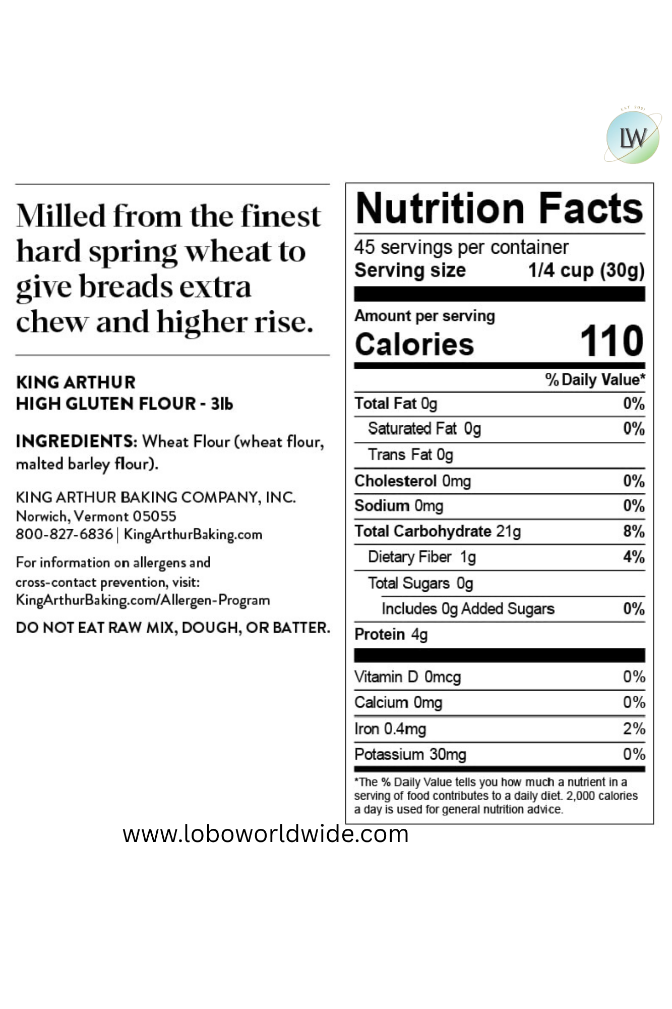 King Arthur, High Gluten Flour, 3 lb.