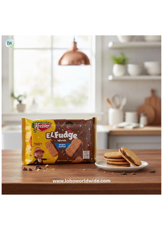 Keebler E.L. Fudge Double Stuffed Elfwich Cookies, Sandwich Cookies Stuffed with Cr�me Filling, 13 oz