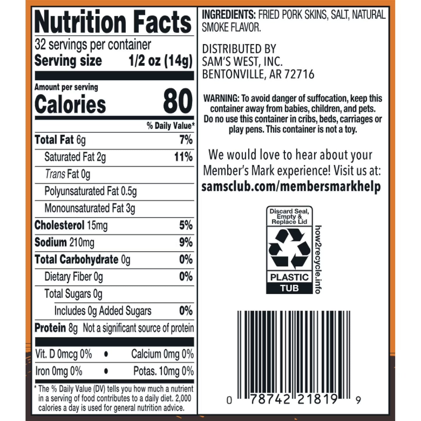 Member's Mark Original Fried Pork Rinds (16 oz.)