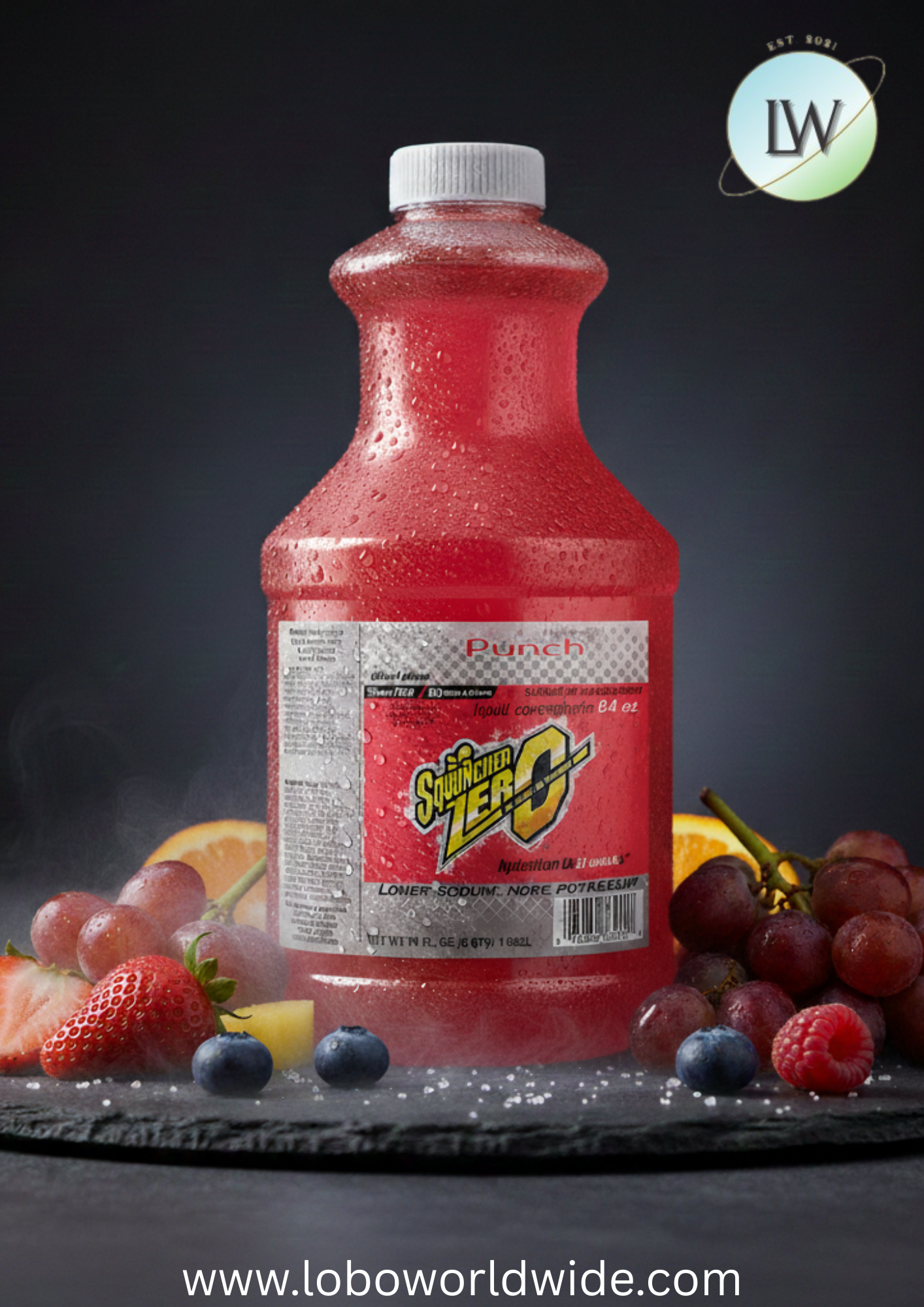 Sqwincher Liquid Concentrate, Yields 5-Gallon, "No Stir Formula", Fruit Punch, 64-Ounce