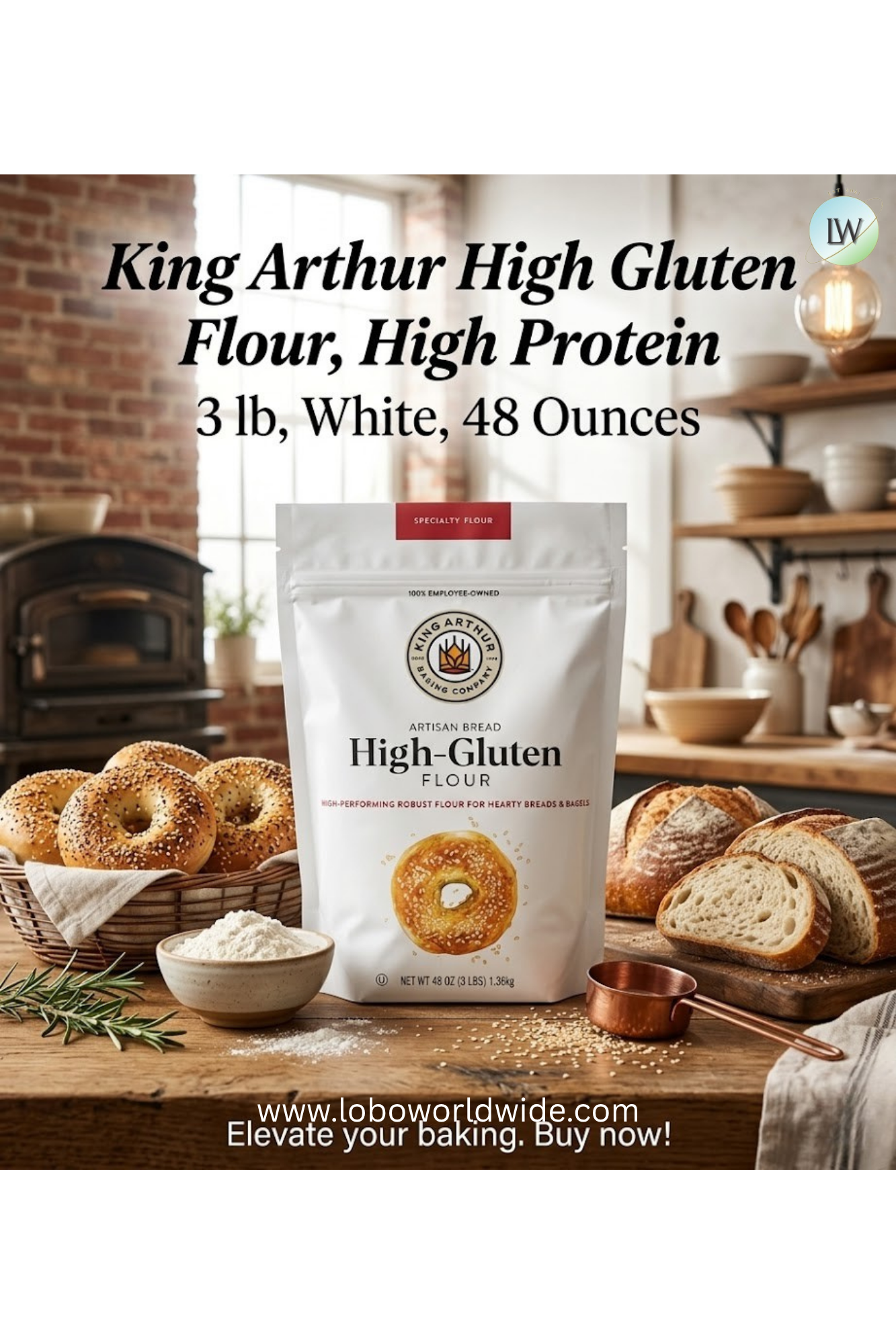 King Arthur, High Gluten Flour, 3 lb.