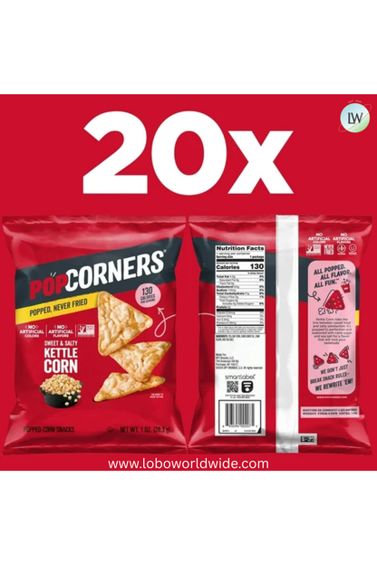 PopCorners Snacks, Chips Gluten Free, 1 oz (Pack of 20)
