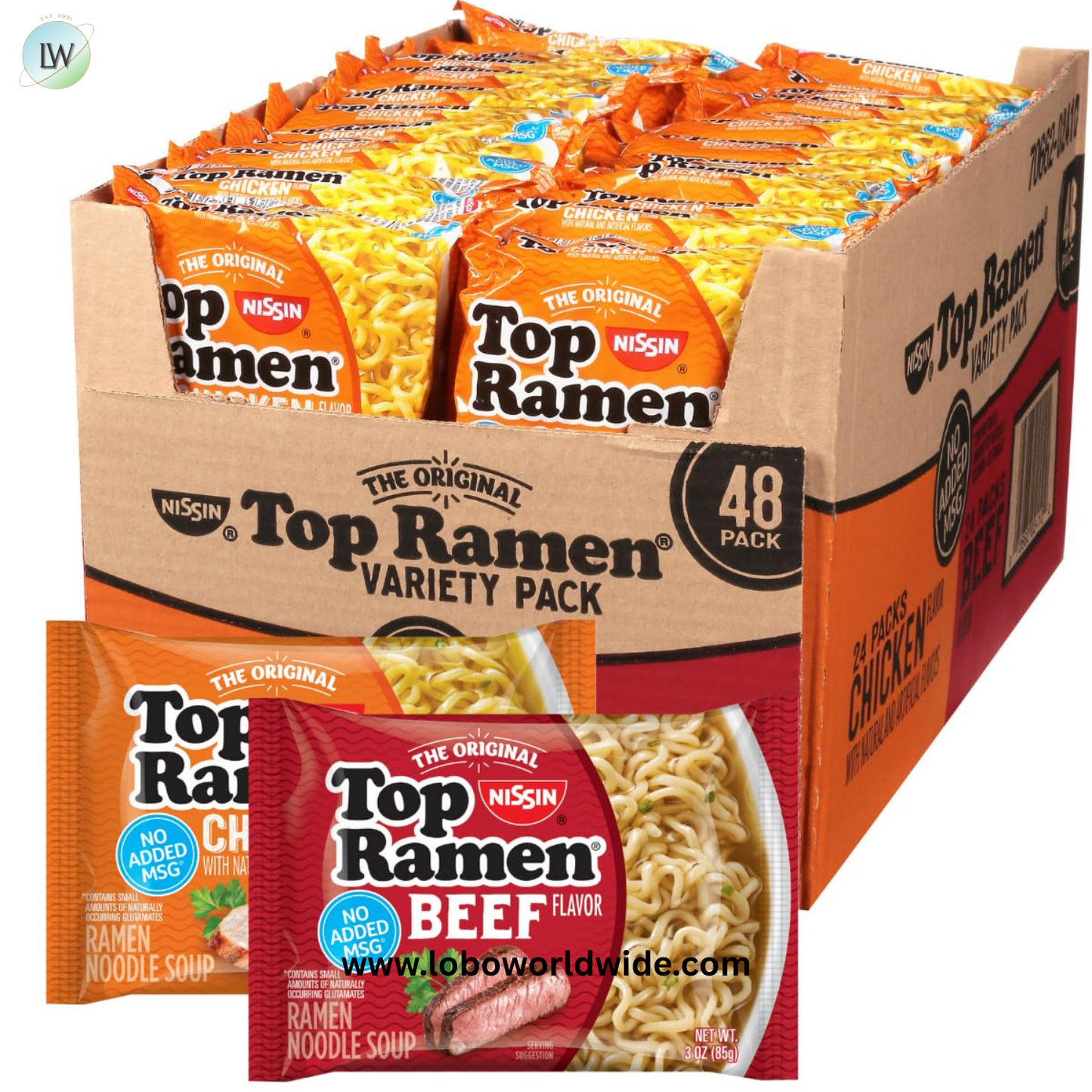Nissin Top Ramen Noodle Soup, 3 Ounce (Pack of 48)