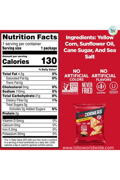 PopCorners Snacks, Chips Gluten Free, 1 oz (Pack of 20)