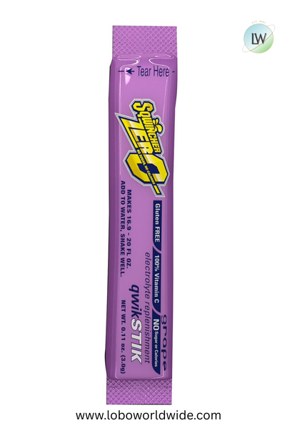 Sqwincher Qwik Stik ZERO Sugar, 0.11 oz, Pack, Yields 20 oz,500pk(Various Flavours)