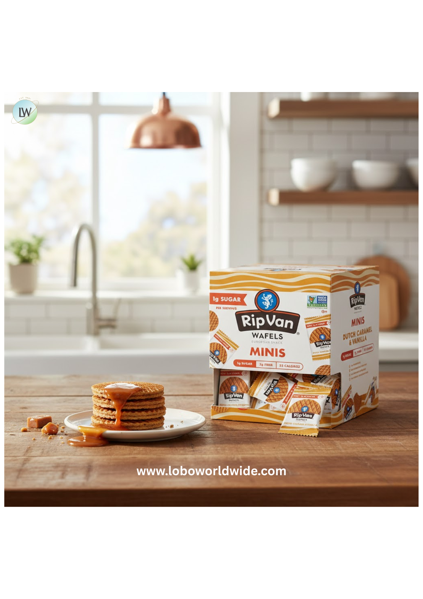 Rip Van Mini Wafels Cookies & Cream, Low Carb ,Baked , Non-GMO, Low Sugar (1g), Keto, 32 Pack