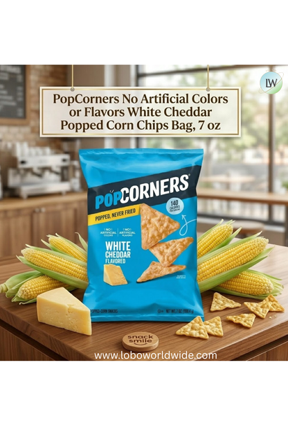 PopCorners White Cheddar Popped Corn Chips Bag, 7oz