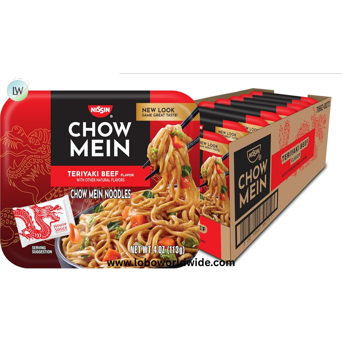 Nissin Chow Mein Noodles, Teriyaki Beef, 4 Ounce (Pack of 8)