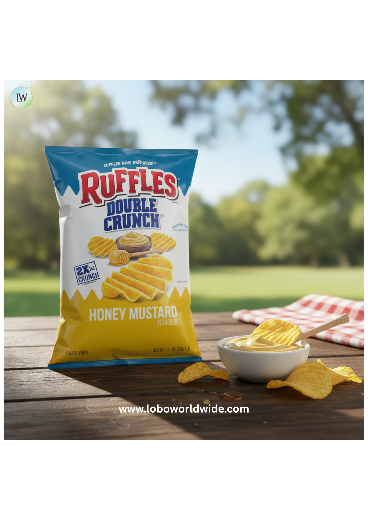 Ruffles Double Crunch, Honey Mustard Flavored Potato Chips, 7.25 oz Bag