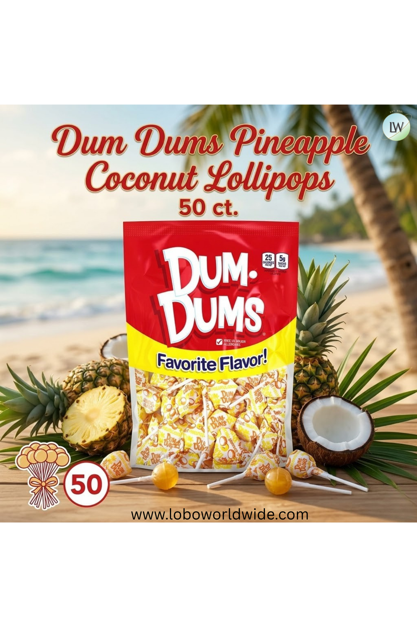 Dum Dums Lollipops, 50 ct.