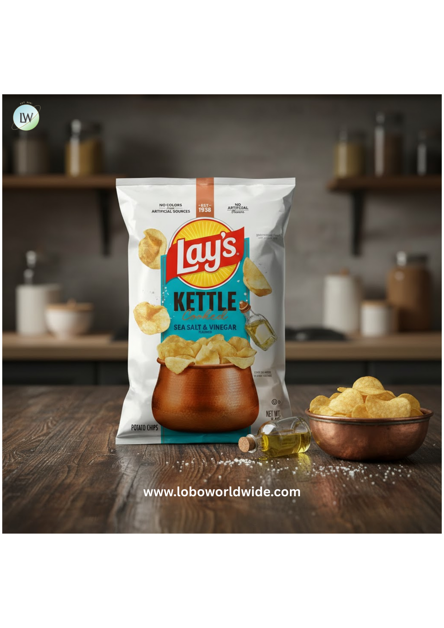 Lay's Kettle Cooked Sea Salt & Vinegar Flavored Potato Chips, 8 oz bag