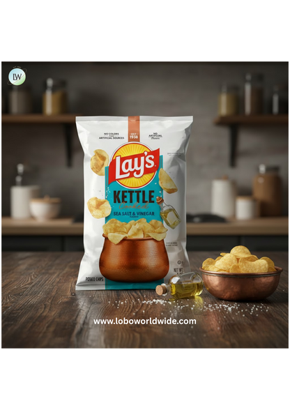 Lay's Kettle Cooked Sea Salt & Vinegar Flavored Potato Chips, 8 oz bag