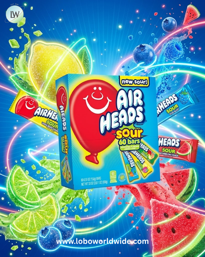 Airheads Sour Assorted Bars Gravity Display - 1ct