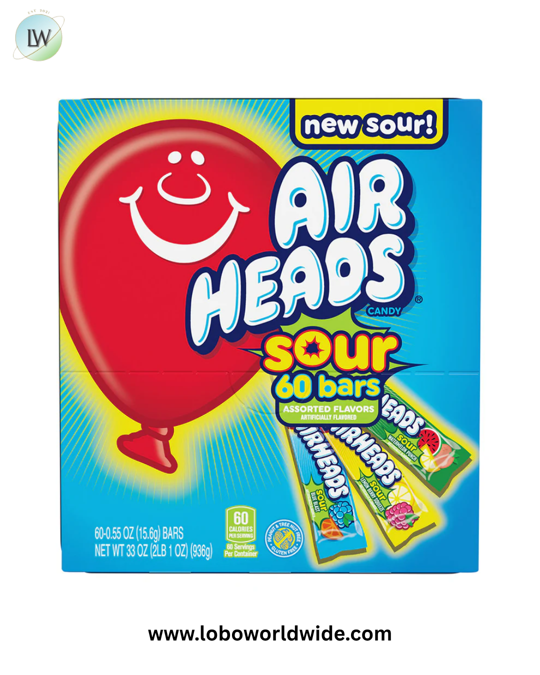 Airheads Sour Assorted Bars Gravity Display - 1ct