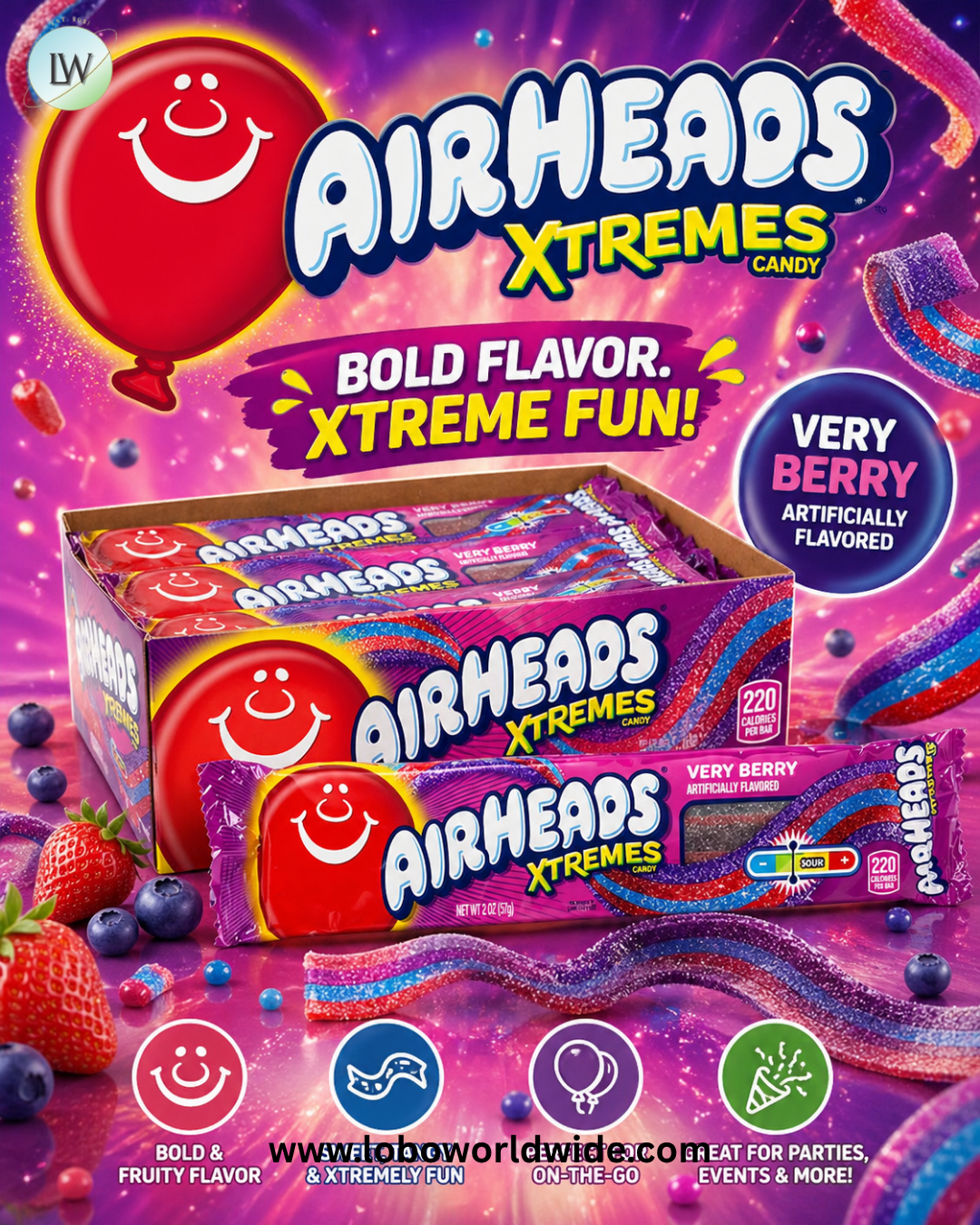 Airheads Xtremes Very Berry Belts - 18ct