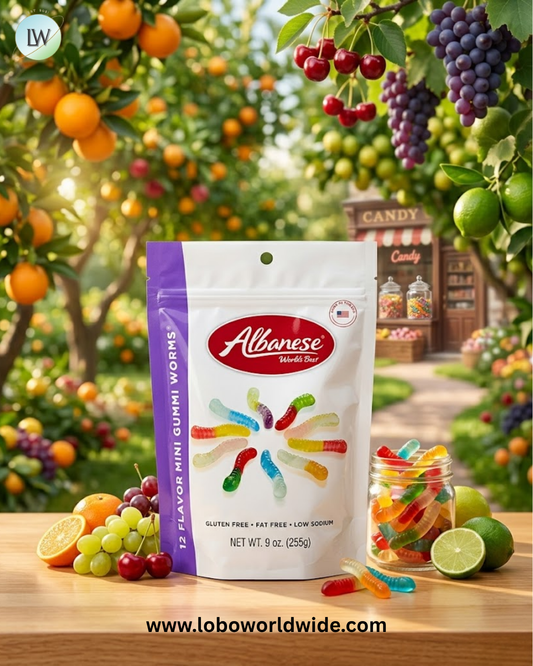 Albanese 12 Flavor Mini Gummi Worms Pouches - 6ct