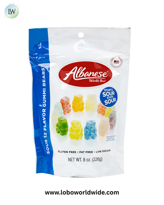 Albanese 12 Flavor Sour Gummi Bears Pouches - 6ct