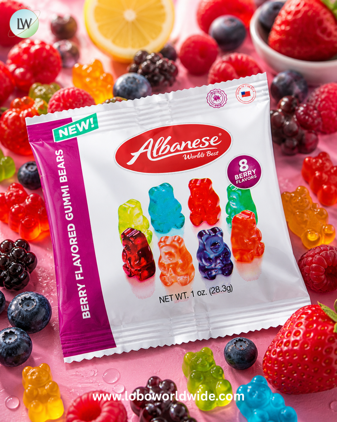 Albanese Berry Flavored Gummi Bears 1oz Bags - 200ct
