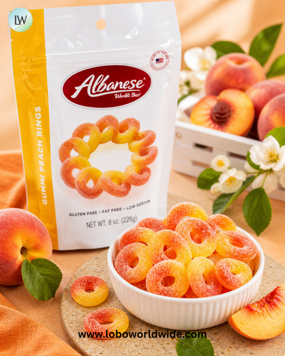 Albanese Gummi Peach Rings Pouches - 6ct