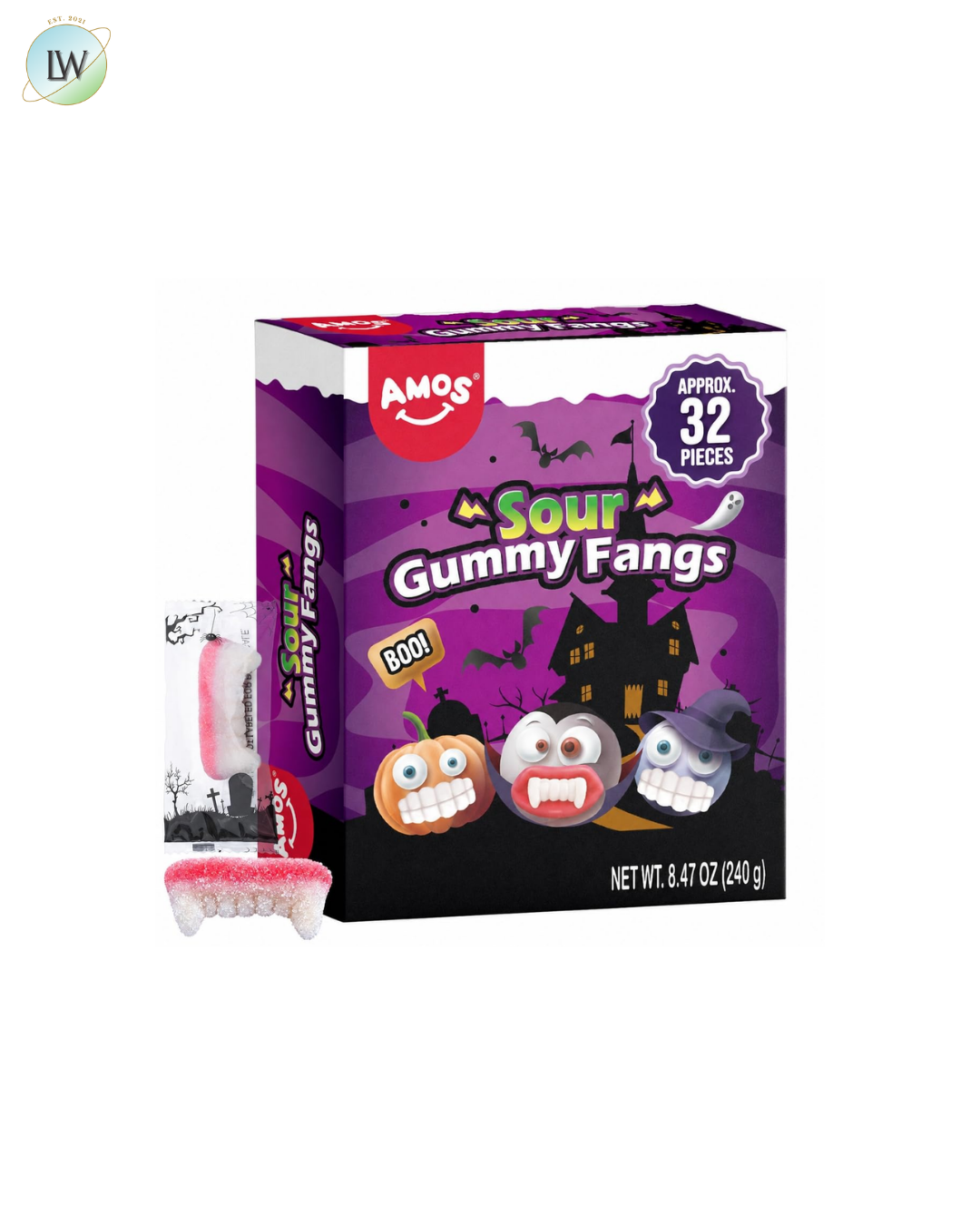 Amos Sour Gummy Fangs, 8.47 oz.