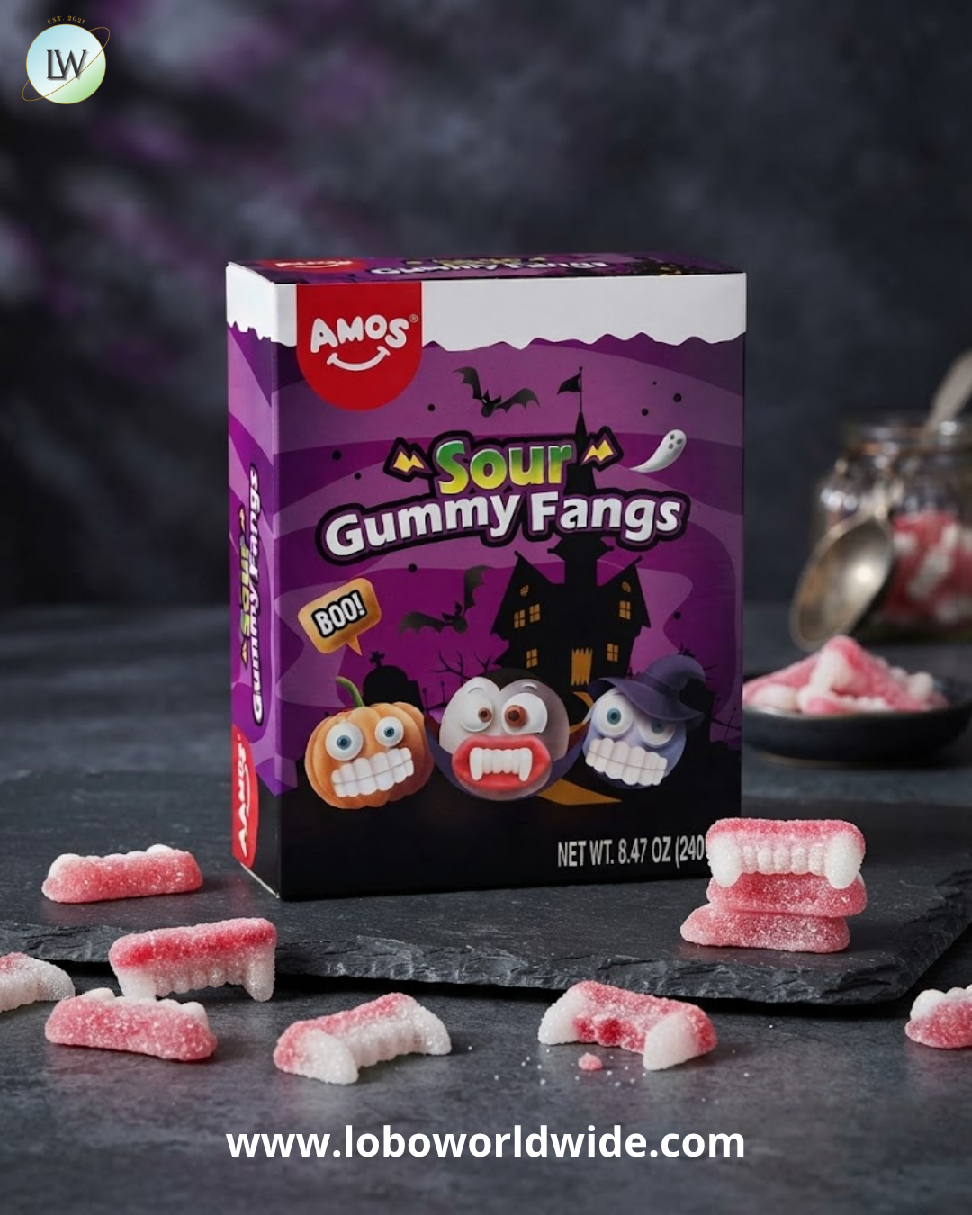 Amos Sour Gummy Fangs, 8.47 oz.