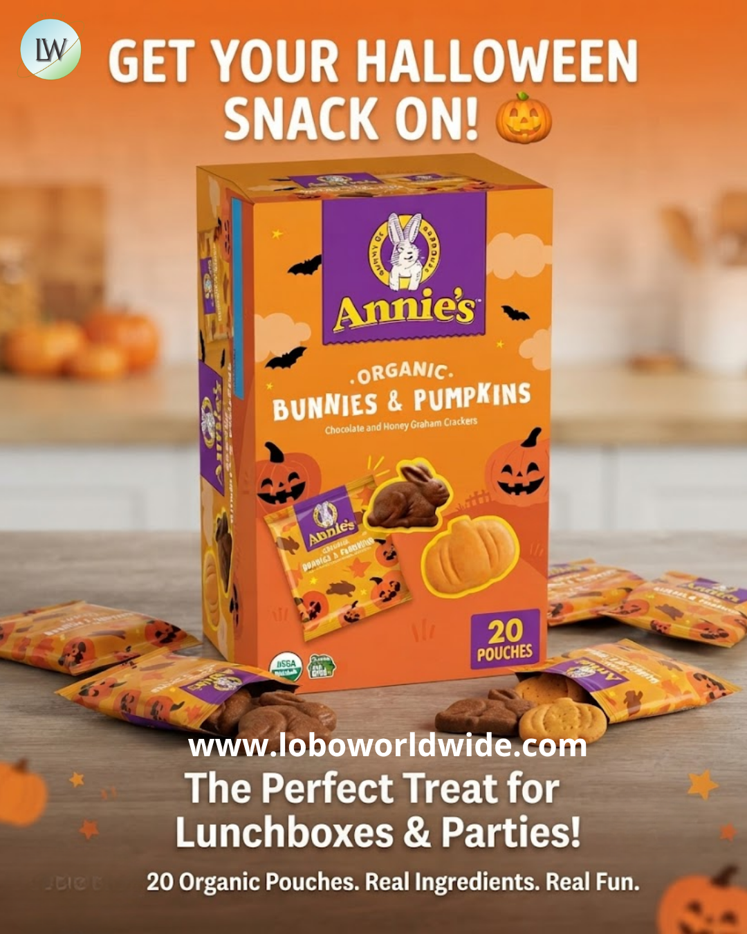 Annie's Organic Bunnies & Pumpkins Halloween Graham Cracker Snacks, 20 oz, 20 ct.