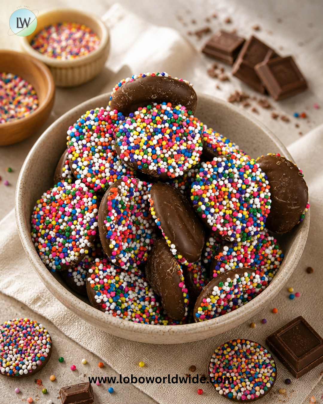 Asher's Milk Chocolate Nonpareils with Rainbow Seeds - 8lb Bulk