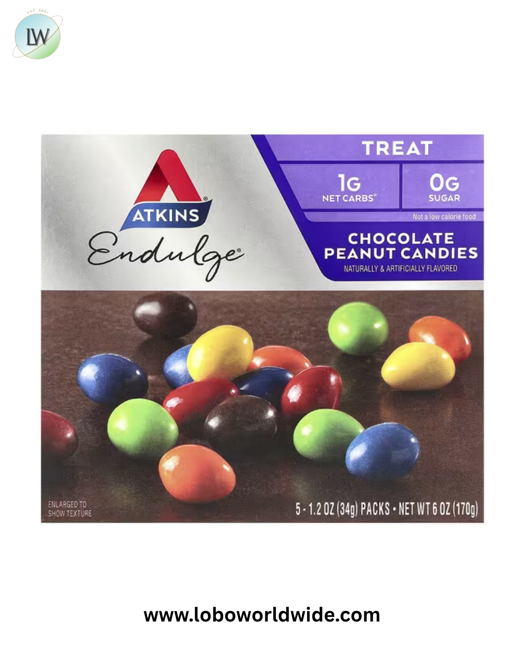 Atkins, Endulge®, Chocolate Peanut Candies, 5 Packs, 1.2 oz (34 g) Each