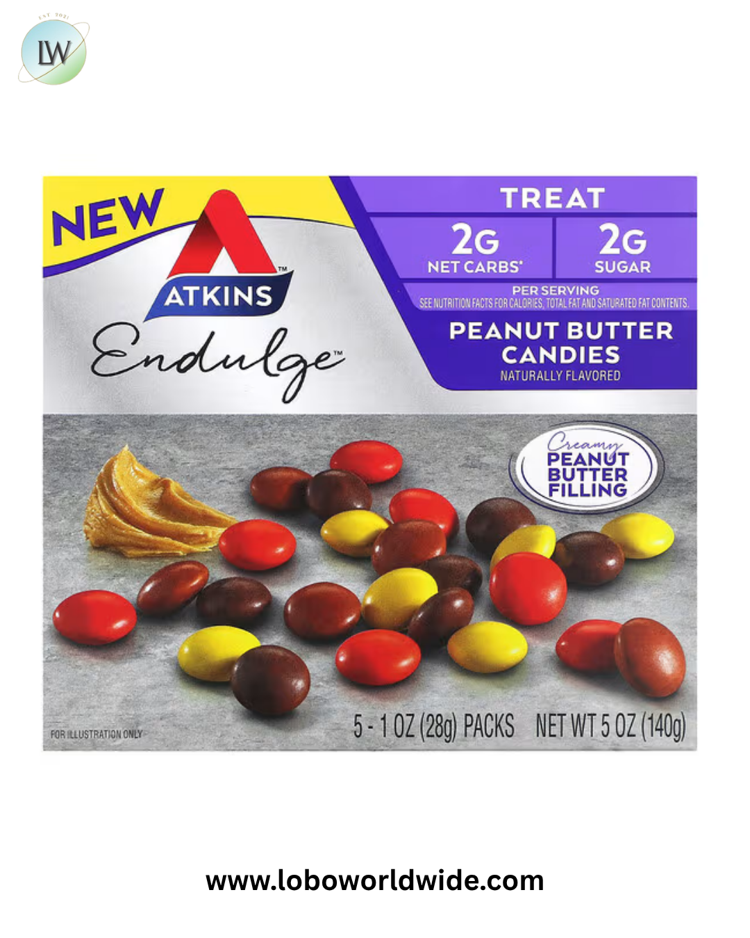 Atkins, Endulge, Peanut Butter Candies, 5 Bars, 1 oz (28 g) Each