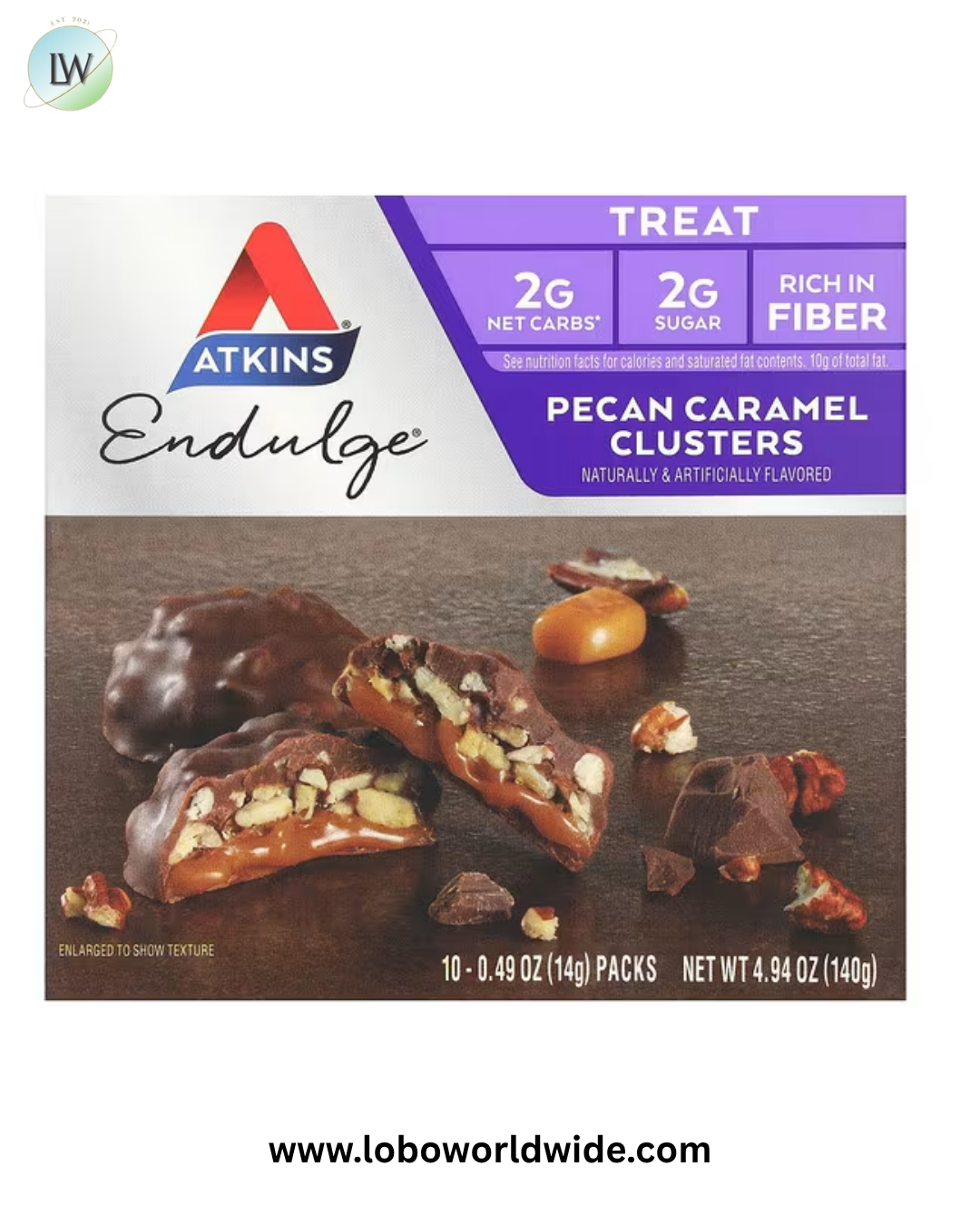 Atkins, Endulge, Pecan Caramel Clusters, 10 Packs, 0.49 oz (14 g) Each