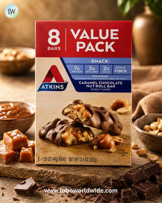 Atkins, Snack, Caramel Chocolate Nut Roll Bar, 8 Bars, 1.55 oz (44 g) Each