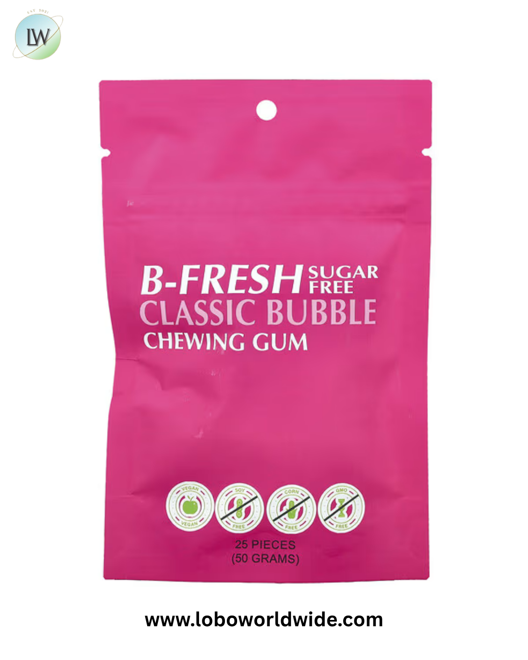 B-Fresh, Chewing Gum, Sugar Free, Classic Bubble, 25 Pieces, (50 g)