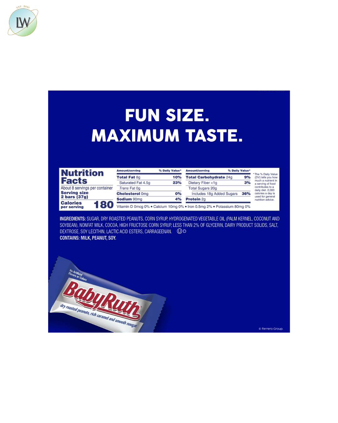 Baby Ruth Halloween Candy Bars Fun Size, 10.2 oz.