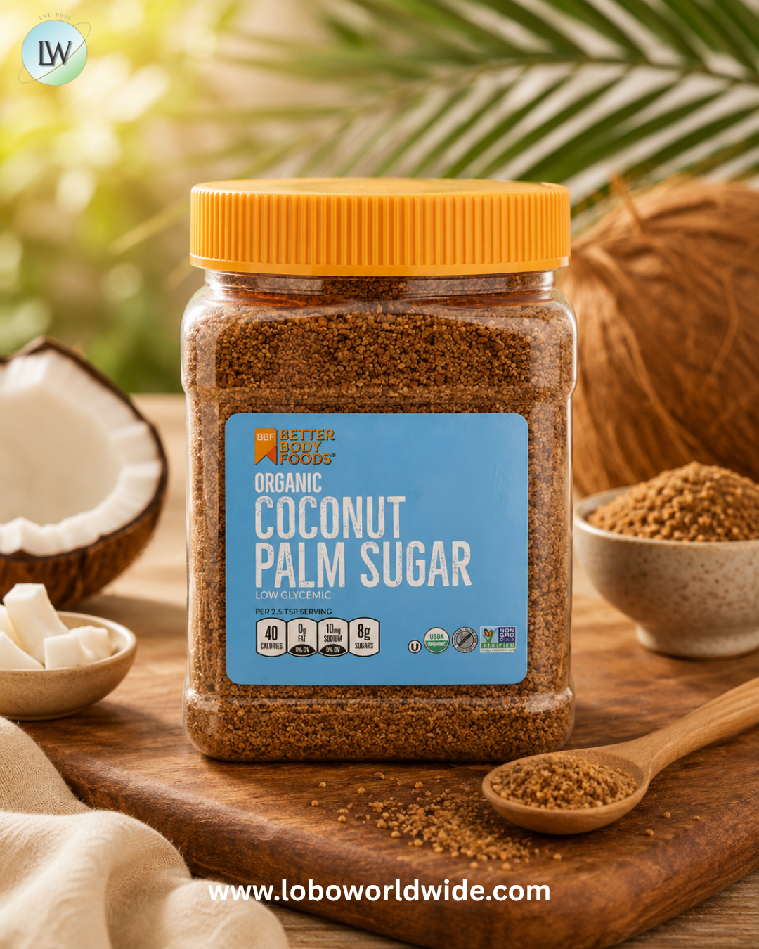 BetterBody Foods, Organic Coconut Palm Sugar, 1 lb 8 oz (680 g)