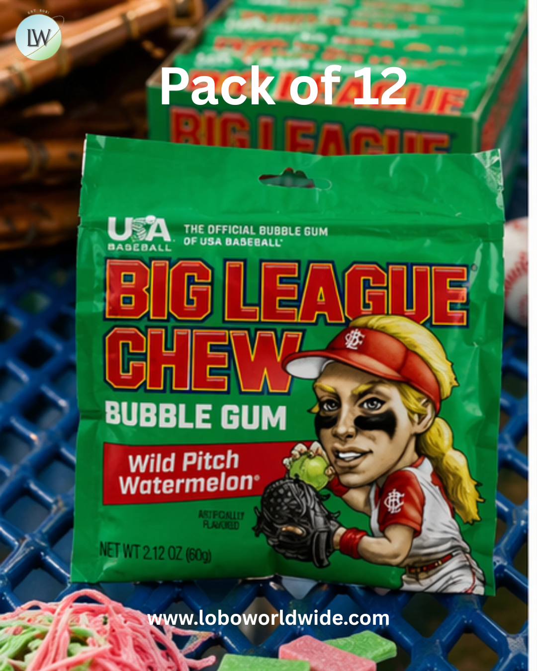 Big League Chew Bubble Gum Wild Pitch Watermelon