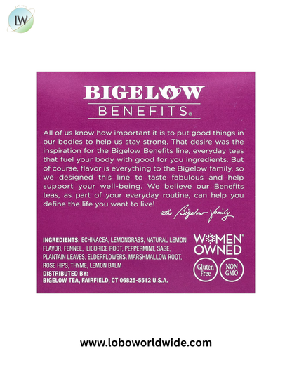 Bigelow, Benefits®, Stay Well Herbal Tea, Lemon & Echinacea, 10 K-Cup® Pods, 1.1 oz (32 g)