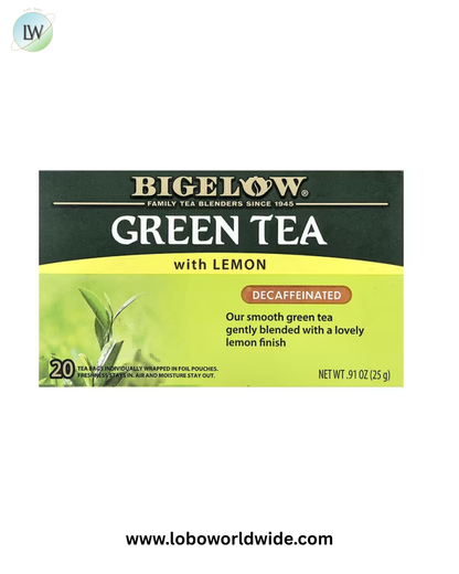 Bigelow, Green Tea With Lemon, Decaffeinated, 20 Tea Bags, 0.91 oz (25 g)