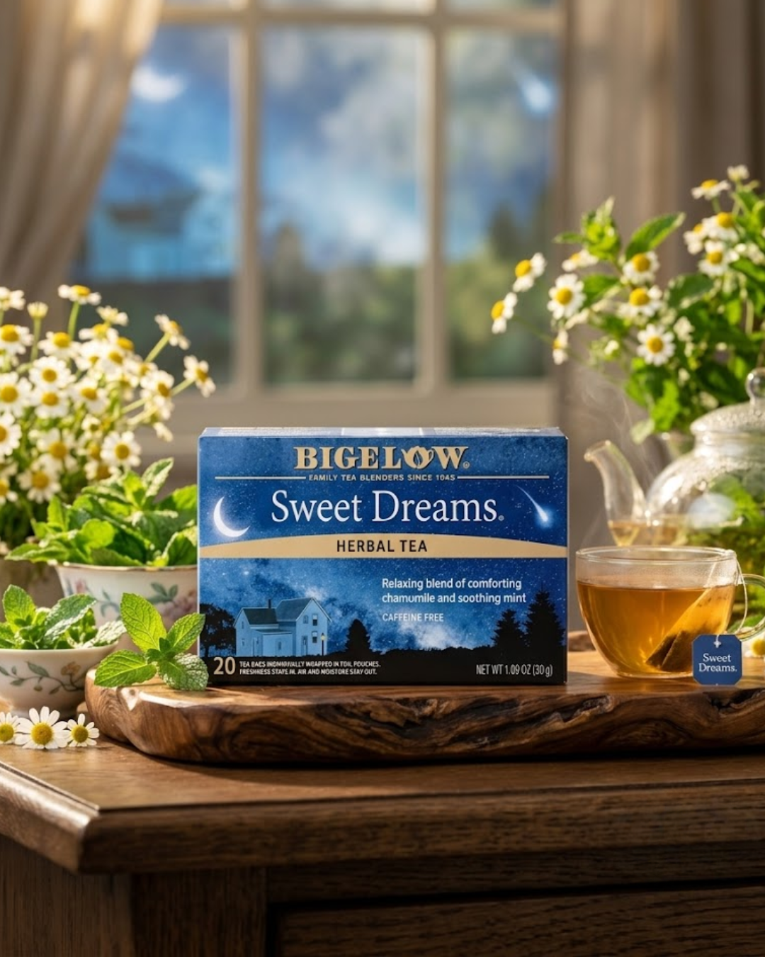 Bigelow, Herbal Tea, Sweet Dreams®, Caffeine Free, 20 Tea Bags, 1.09 oz (30 g)