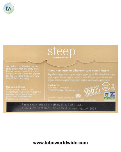 Bigelow, Steep, Organic Herbal Tea, Caffeine Free, 20 Tea Bags, 1.6 oz (45 g)