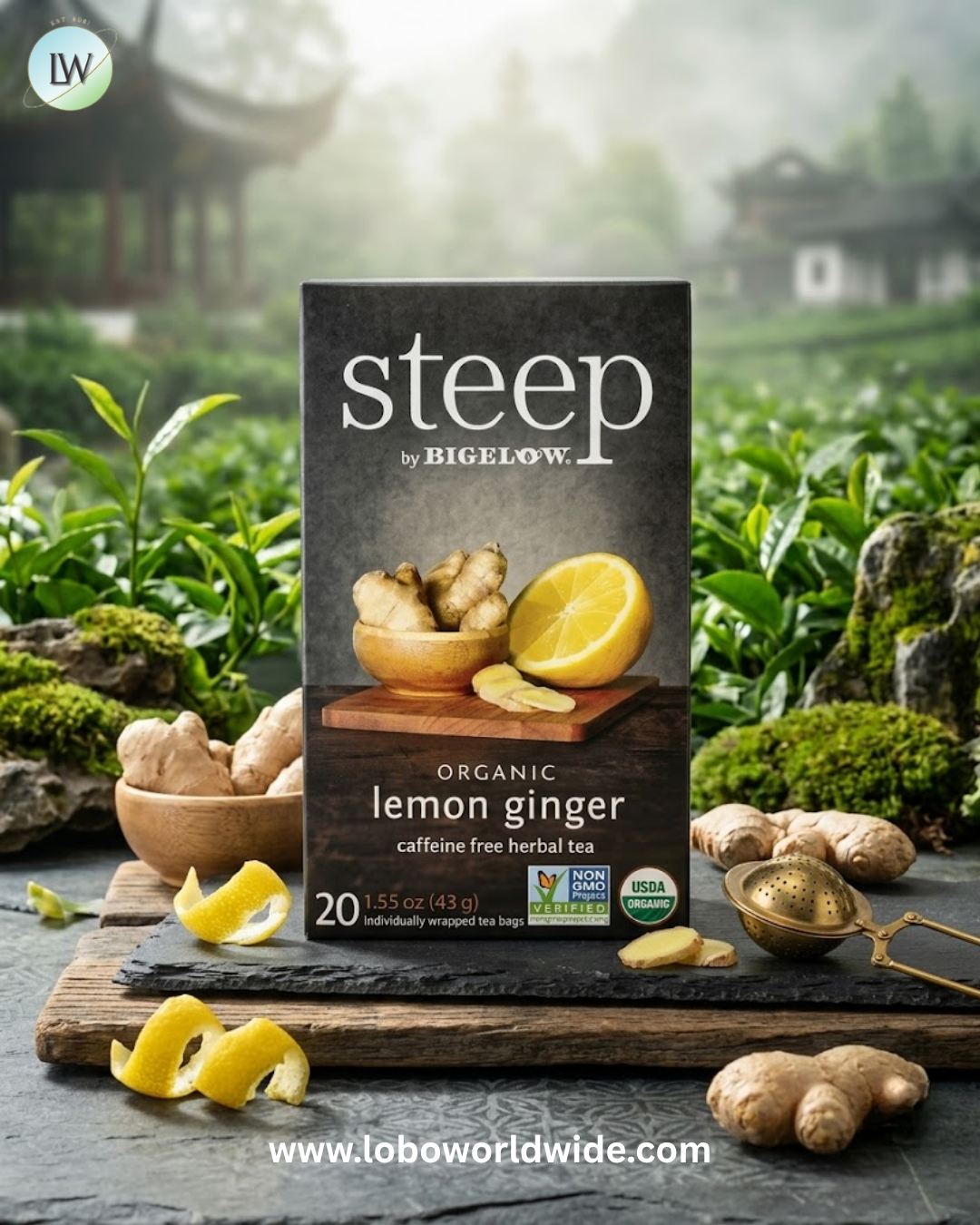 Bigelow, Steep, Organic Herbal Tea, Caffeine Free, 20 Tea Bags, 1.6 oz (45 g)