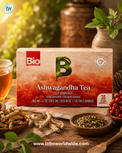 Bio Nutrition, Ashwagandha Tea, Caffeine Free, 30 Tea Bags, 1.7 oz (48.2 g)