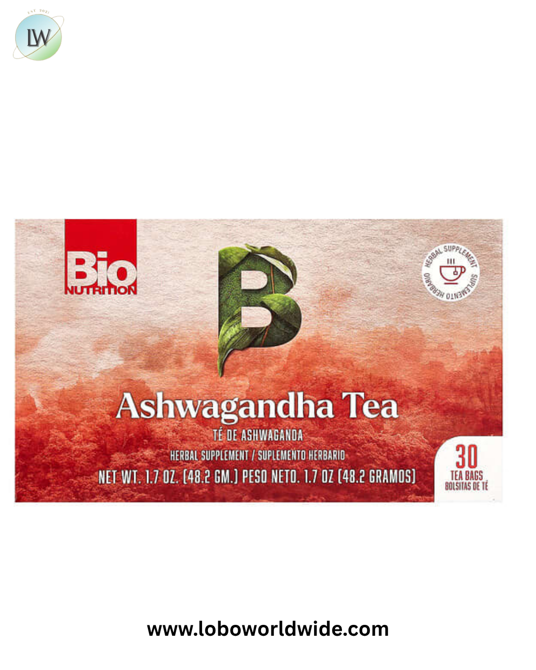 Bio Nutrition, Ashwagandha Tea, Caffeine Free, 30 Tea Bags, 1.7 oz (48.2 g)