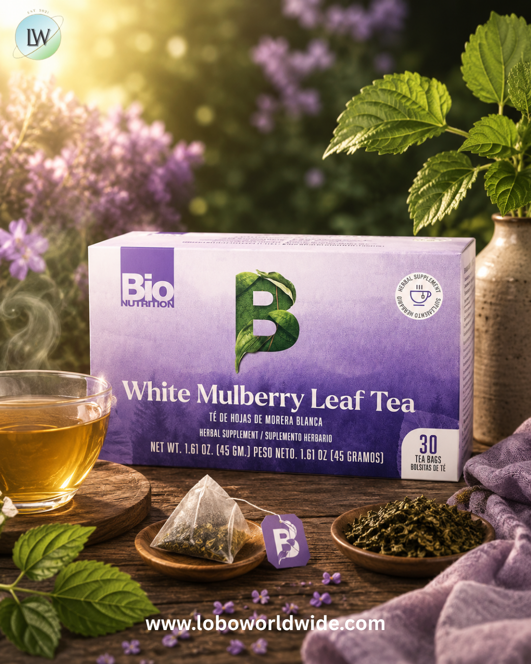 Bio Nutrition, White Mulberry Leaf Tea, Caffeine Free, 30 Tea Bags, 1.61 oz (45 g)