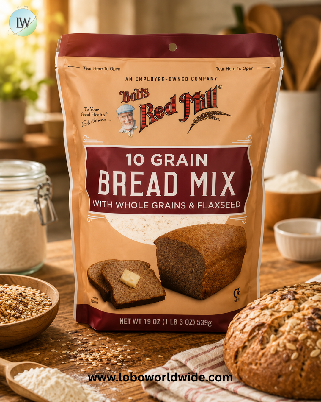 Bob's Red Mill, 10 Grain Bread Mix with Whole Grains & Flaxseed, 19 oz (539 g)