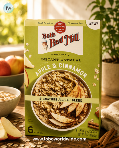 Bob's Red Mill, Instant Oatmeal, Whole Grain, Apple & Cinnamon, 6 Packets, 1.59 oz (45 g) Each