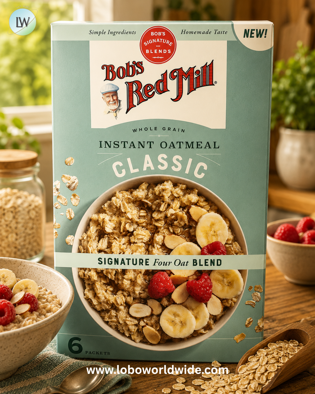 Bob's Red Mill, Instant Oatmeal, Whole Grain, Classic, 6 Packets, 1.59 oz (45 g) Each
