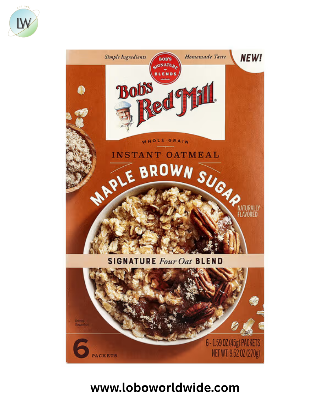 Bob's Red Mill, Instant Oatmeal, Whole Grain, Maple Brown Sugar, 6 Packets, 1.59 oz (45 g) Each